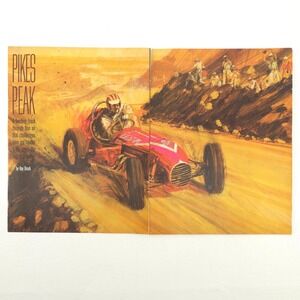 VTG 1964 Pikes Peak Illustrated Print Ad 2 Page Ray Brock Upcycled Hot Rod Mag